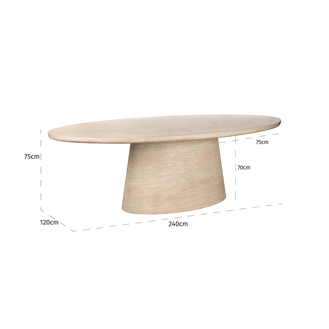 Richmond Interiors Fictus Beige Travertine Rounded Dining Table | 8 Seater